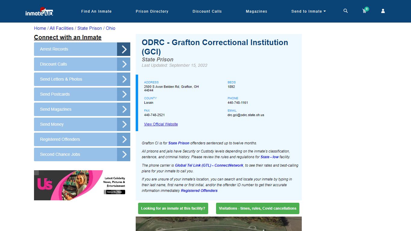 ODRC - Grafton Correctional Institution (GCI) & Inmate Search ...